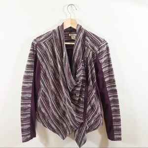 Lucky Brand Textured Knit Zip Front Cardigan Burgundy XS